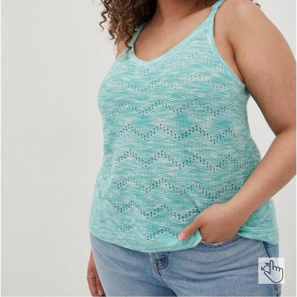 Torrid - NWT Sz 3X Aqua Blue Pointelle Cami Swing Hem Sweater